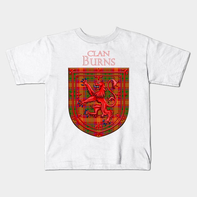 Burns Tartan Scottish Plaid Lion Rampant Kids T-Shirt by CelticFlame